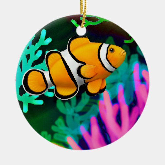 Coral Reef Percula Clown Anenome Fish Ornament (Front)