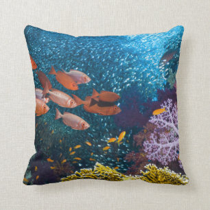Coral Reef Scenery Bigeye Or Goggle-Eye Cushion
