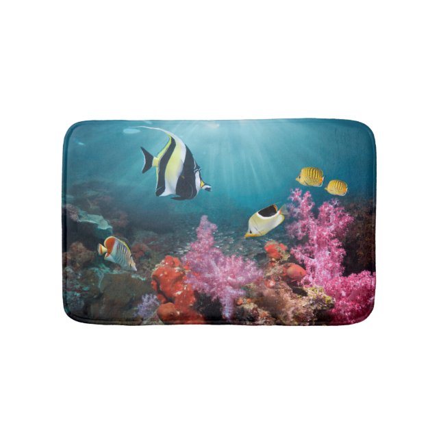 Coral Reef Scenery | Moorish Idol Bath Mat (Front)