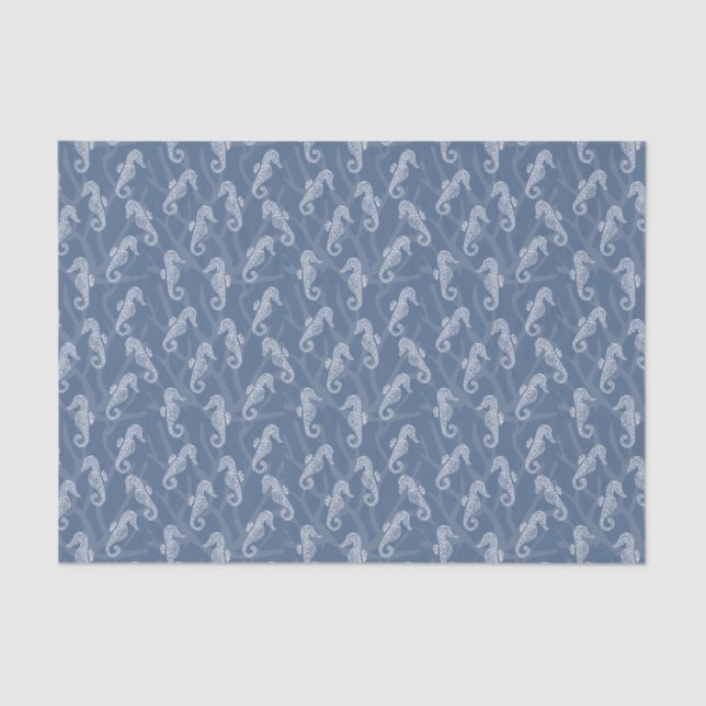 Coral Reef Seahorse - Blue Tissue Paper (Front)