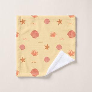 Coral Reef Seashell and Starfish Seamless Pattern  Bath Towel Set