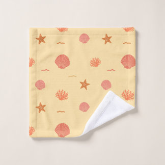 Coral Reef Seashell and Starfish Seamless Pattern Bath Towel Set
