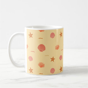 Coral Reef Seashell and Starfish Seamless Pattern Coffee Mug