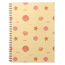 Coral Reef Seashell and Starfish Seamless Pattern