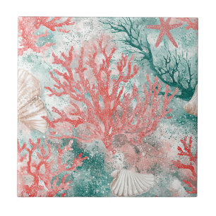 Coral Reef Seashell Watercolor Pattern (11) Tile