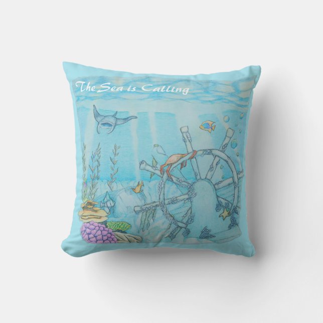 Coral reef shipwreck cushion (Front)