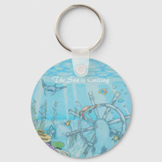 Coral reef shipwreck key ring