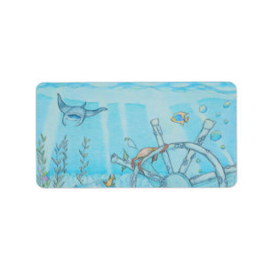 Coral reef shipwreck label