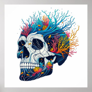 Coral Reef Skull Poster