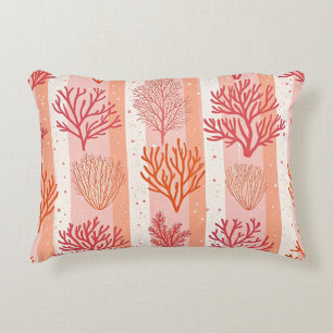 Coral Reef Throw Pillow Cover Orange & Pink Coral