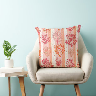 Coral Reef Throw Pillow Cover Orange & Pink Coral