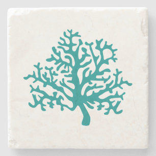 Coral Reef Turquoise Marble Stone Coaster