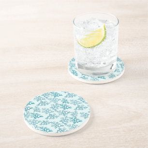Coral Reef turquoise patterns customise backround Coaster