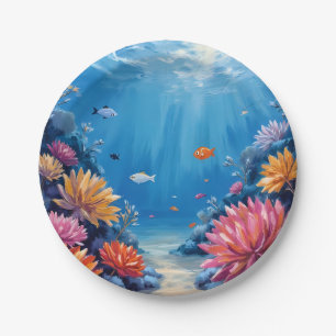 Coral Reef Under the Sea Ocean Painting Paper Plate