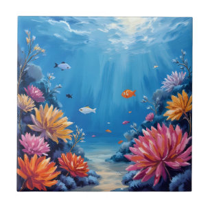 Coral Reef Under the Sea Ocean Painting Tile