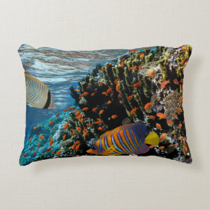 Coral Reef with Fire Coral and Exotic Fishes Decorative Cushion