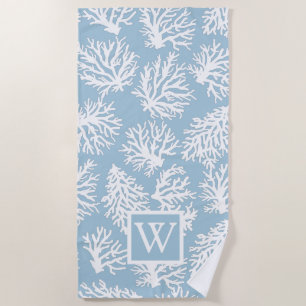 Coral Reefs Summer Coastal Beach Monogram Towel