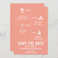 Coral Relationship Timeline Wedding Save the Date