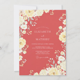 Coral Romantic Summer Wedding Invitation