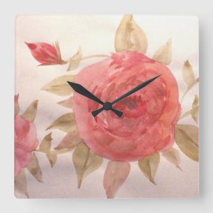 Coral Rose Clock