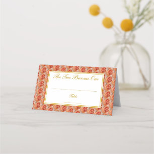 CORAL ROSE Elegant Floral WEDDING Christian Buffet Place Card