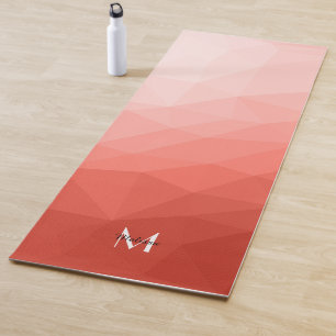 Coral rose geometric mesh ombre pattern Monogram Yoga Mat