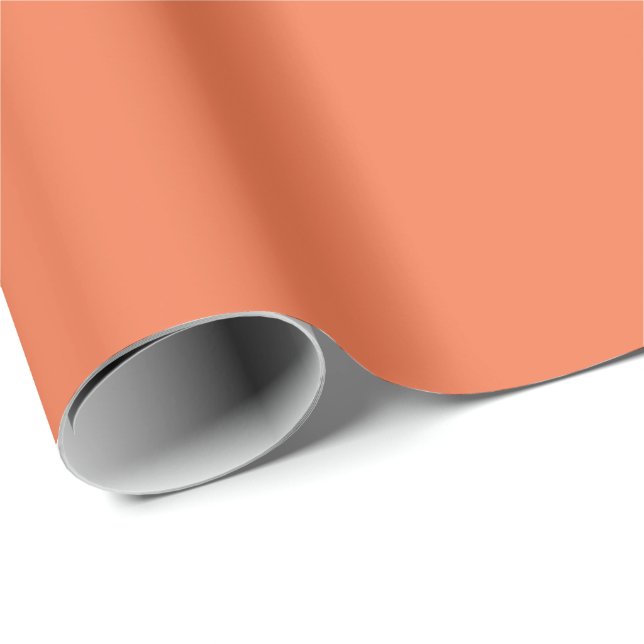 Coral Rose Orange Solid Colour Print Wrapping Paper (Roll Corner)