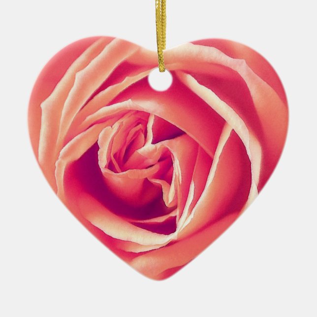 Coral rose print ceramic tree decoration (Front)
