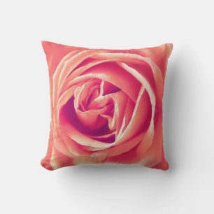 Coral rose print cushion