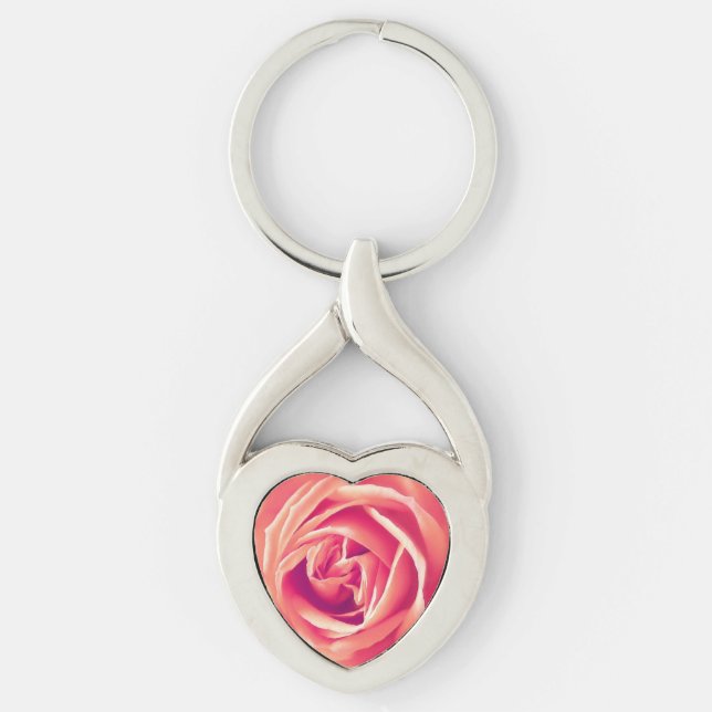 Coral rose print key ring (Front)