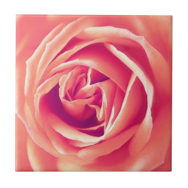 Coral rose print tile (Front)