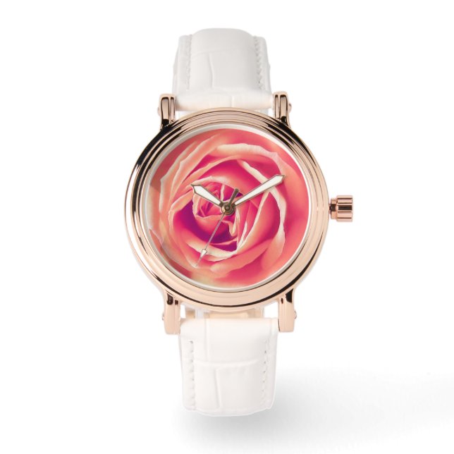Coral rose print watch (Front)