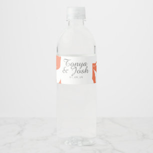 Coral Rose Silo Pattern Water Bottle Label