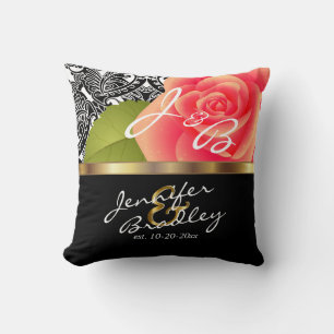 Coral Rose Wedding Design - Personalise Cushion