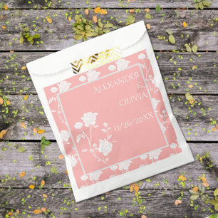 Coral Rose Wedding Favour Bag