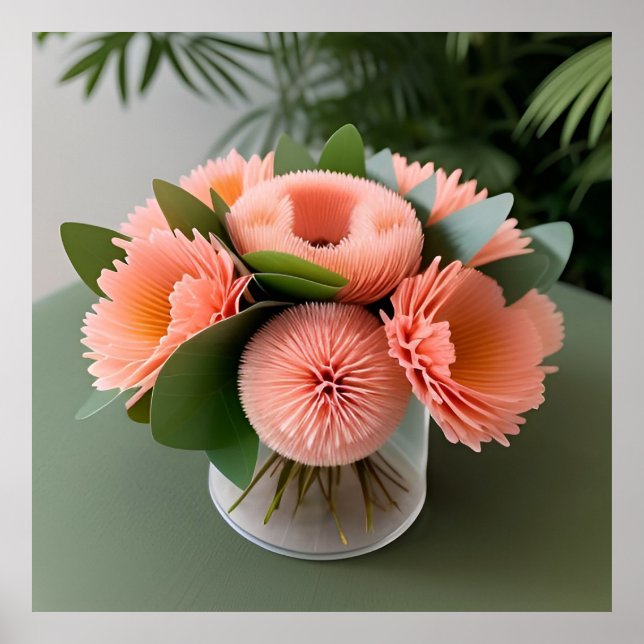 🌸 Coral Roses In Bottle Romantic Wall Decor 🌿 (Front)
