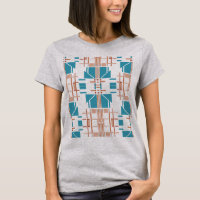 Coral Rust Turquoise Southwest Art Look Abstract
