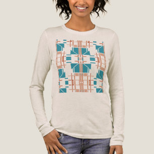 Coral Rust Turquoise Southwest-inspired Geometric Tri-Blend Shirt