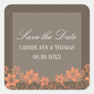 Coral Rustic Floral Save the Date Stickers