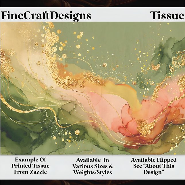 Coral & Sage Alcohol Ink + Gold EA3R Decoupage Tissue Paper (Creator Uploaded)