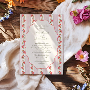 Coral Sage Blush Cottage Wedding Invitation