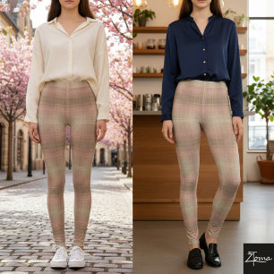 Coral & Sage Plaid Leggings