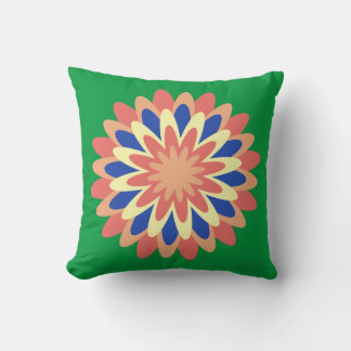 Coral, salmon, banana yellow, navy blue flower   cushion