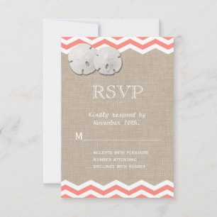 Coral Sand Dollar & Chevron RSVP