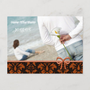 Coral Save the Date with Your Photo Announcement Postcard