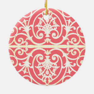 Coral scrollwork pattern ceramic tree decoration