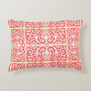 Coral scrollwork pattern decorative cushion