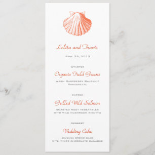 Coral Sea Shell Wedding Menu Card
