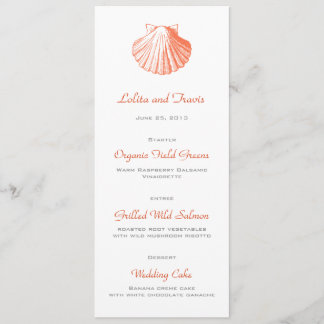 Coral Sea Shell Wedding Menu Card
