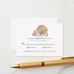 Coral & Seashell beach Wedding Enclosure Card